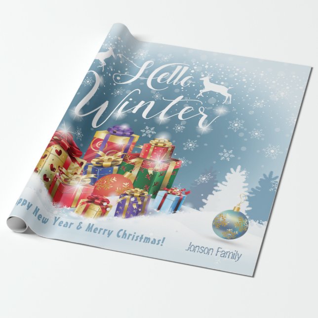 Papier Cadeau Cadeaux de Noël avec vos souhaits, personnel (Déroulé)