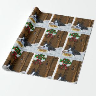 Papier Cadeau Cadeaux de Noël de Boston Terrier