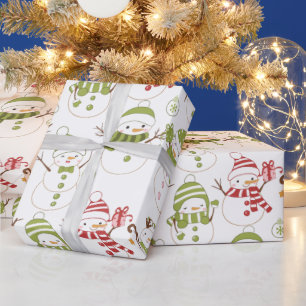 Papier Cadeau Cadeaux de Noël des Snowmen Cadeaux Noël blanc
