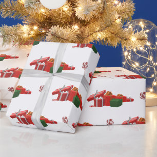 Papier Cadeau Cadeaux de Noël et menthe poivrée