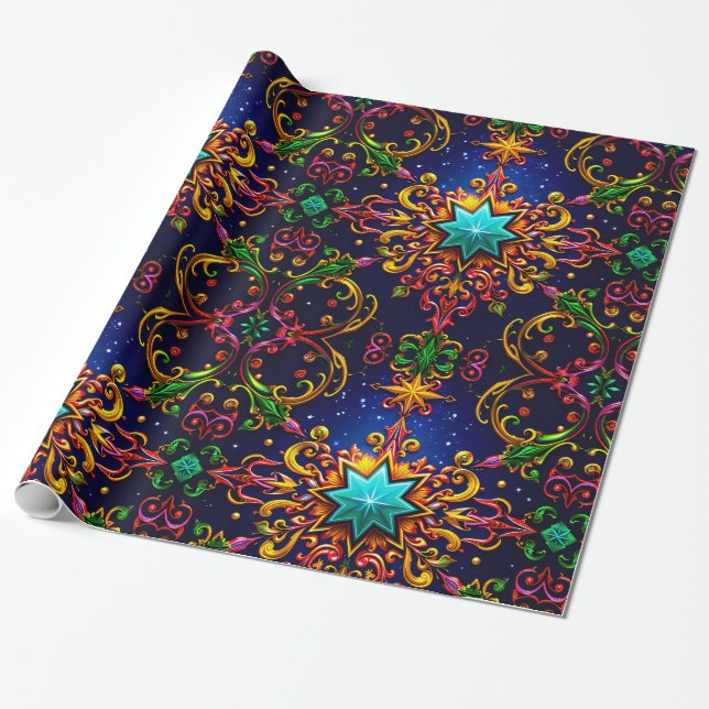 Papier Cadeau ~ Cadeaux de Noël multicolores ~ (Déroulé)