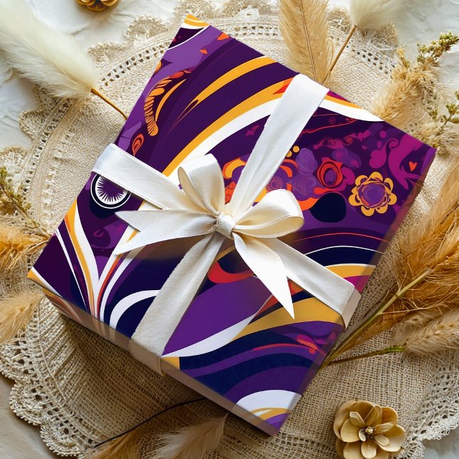 Papier Cadeau Cadeaux de tourbillons abstraits psychédéliques po (Psychedelic Abstract Swirls Gifts for Busy Moms Wrapping Paper)