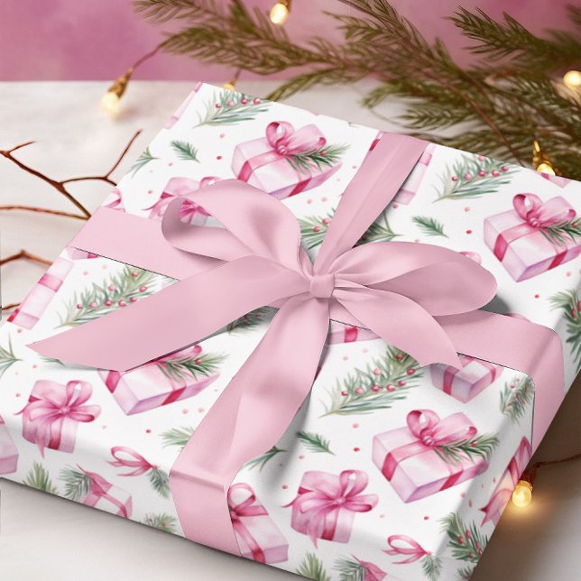 Papier Cadeau Cadeaux et vaches roses Noël et hiver Anniversaire (Créateur téléchargé)