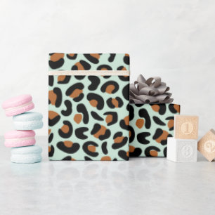 Papier Cadeau Cadeaux Fiançailles Empreintes de léopard Menthol 
