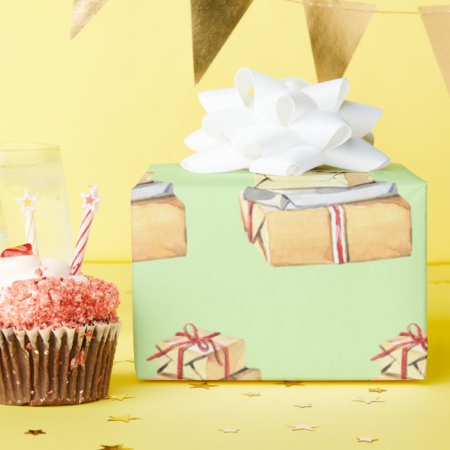 Papier Cadeau Cadeaux Simples de Vacances d'Hiver à l'Aquarelle  (Fête d'anniversaire)