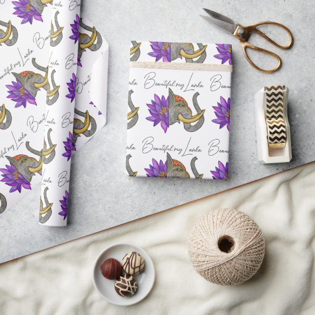 Papier Cadeau Cadeaux sri lankais avec éléphant et lotus (Artisanat)