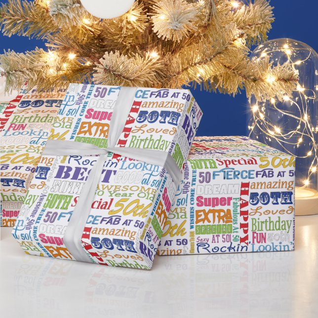 Papier Cadeau Cadeaux Uniques Et Spéciaux 50e Anniversaire (Vacances)