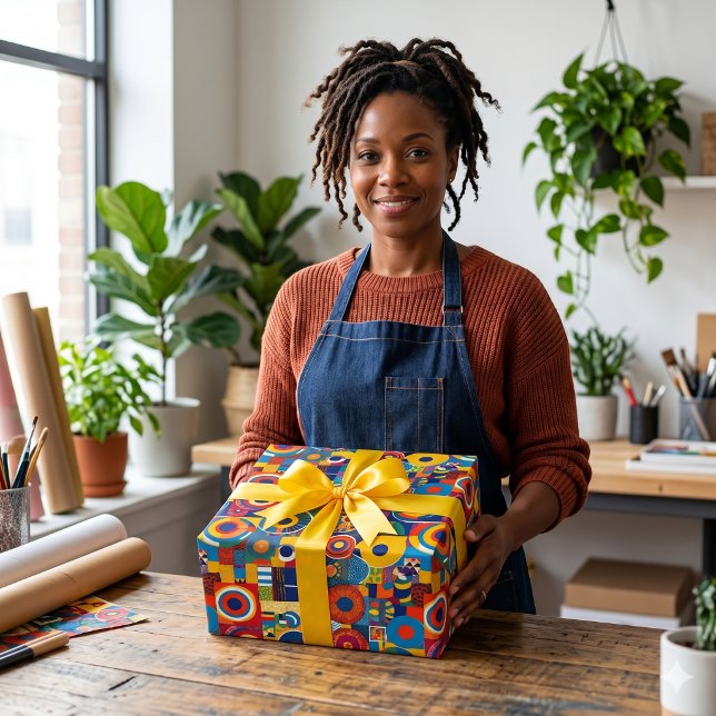 Papier Cadeau Cadeaux vibrants à motifs géométriques patchwork a (Vibrant Geometric Patchwork African American Gifts Wrapping Paper)
