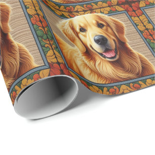 Papier Cadeau Cadre coloré pour chien Golden Retriever élégant