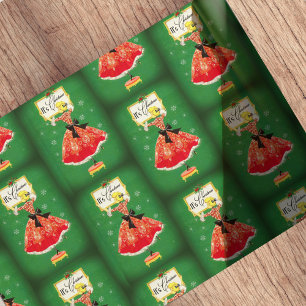 Papier Cadeau Cadre de Noël Vintage rouge vert parties scintilla