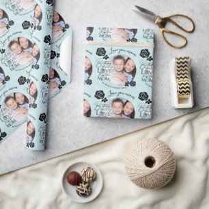 Papier Cadeau Cadre de Photo d'Anniversaire Minimaliste Calligra