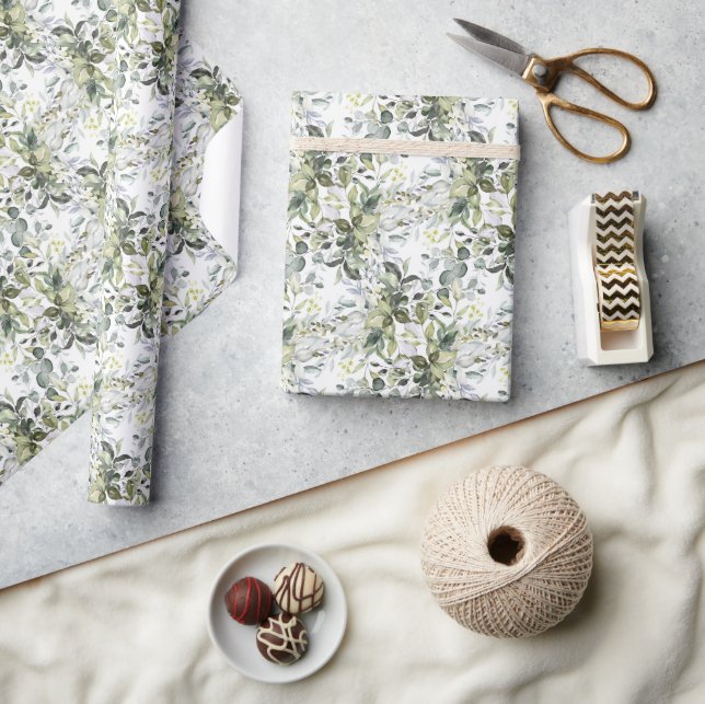 Papier Cadeau Cadre doré feuillage verdoyant (Artisanat)