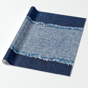 Papier Cadeau Cadre en tissu jean bleu Denim. Dénim bleu fleur