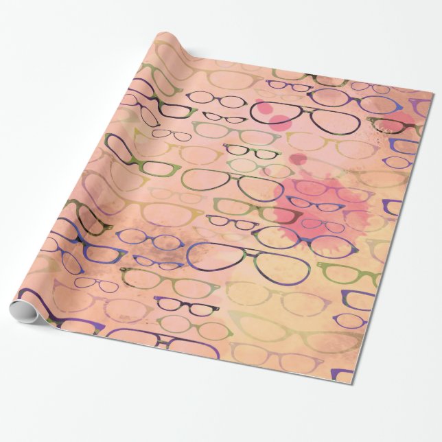 Papier Cadeau Cadres Eyeglass Aquarelles Papier d'enveloppement (Déroulé)