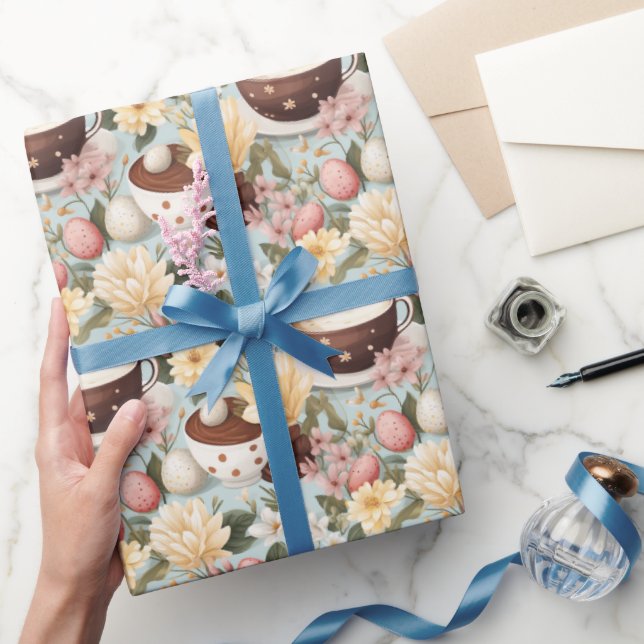 Papier Cadeau Café de Pâques Brunch Fleurs de printemps Motif (Cadeaux)