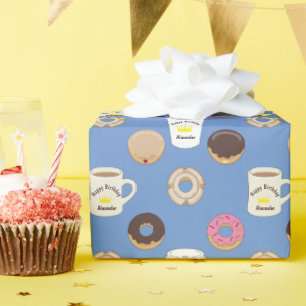 Papier Cadeau Café et beignets personnalisés