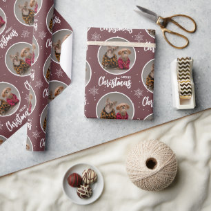 Papier Cadeau Café personnalisé Joyeux Noël Un Cercle Photo