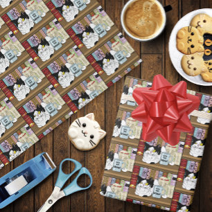 Papier Cadeau Café Tuxedo Chat amusant