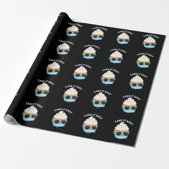 Papier Cadeau Cake It Easy Funky Cupcake Pun Dark BG (Déroulé)