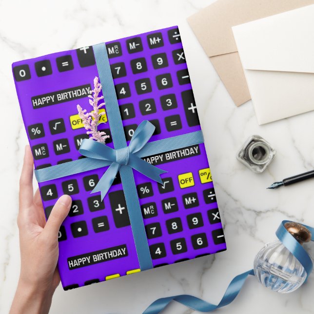 Papier Cadeau Calculateur d'anniversaire violet (Cadeaux)