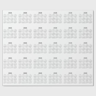 Papier Cadeau Calendrier Simple Minimaliste 2026