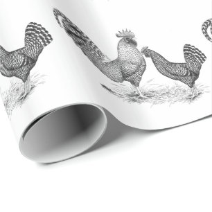 Papier Cadeau California Gray Rooster and Hen