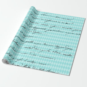 Papier Cadeau Calligraphie à thème turquoise et Gold Paris