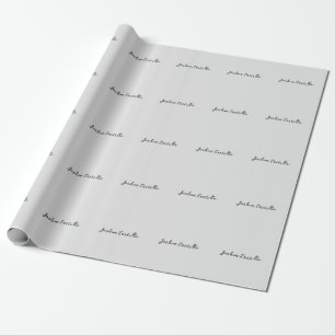 Papier Cadeau Calligraphie Simple Gris Nom Professionnel
