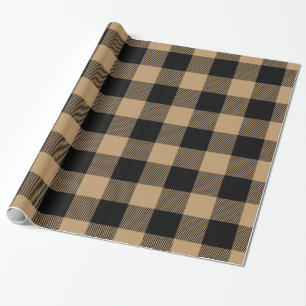 Papier Cadeau Camel Tan Black Huile Buffalo Plaid Lumberjack