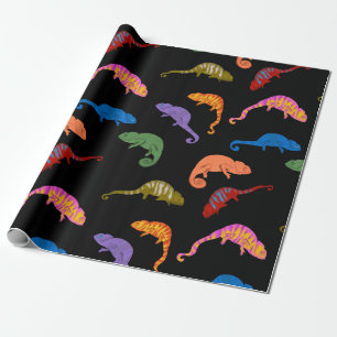 Papier Cadeau Caméléons Reptiles Colorés Lézards Enfants
