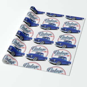 Papier Cadeau Camion bleu vintage