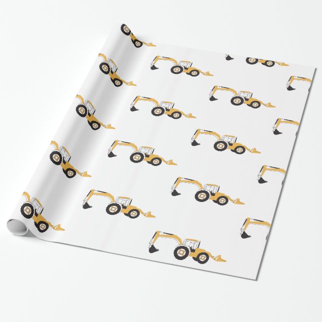 Papier Cadeau Camion de construction Backhoe (Déroulé)