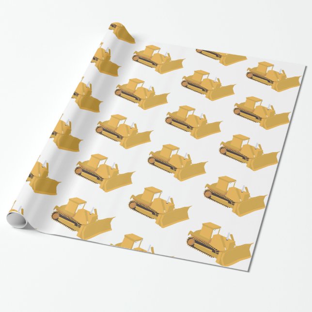 Papier Cadeau Camion de construction Bulldozer (Déroulé)