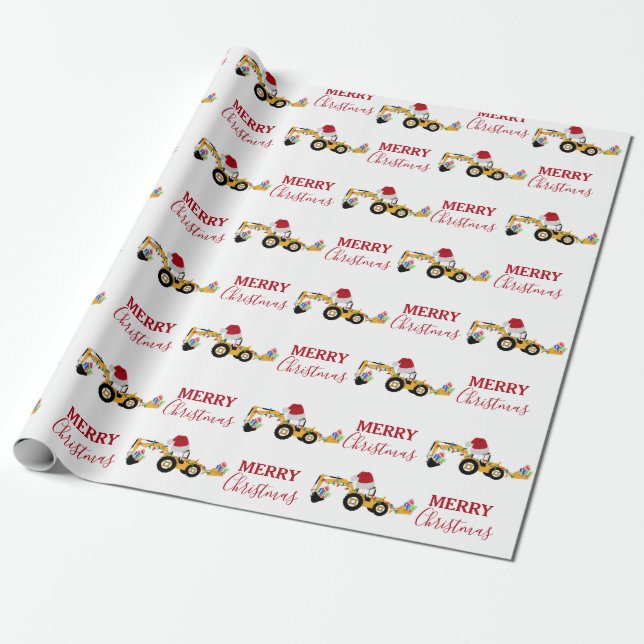 Papier Cadeau Camion de construction de la canot de Noël (Déroulé)