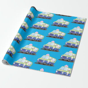 Papier Cadeau Camion de glace cartoon mignon et heureux