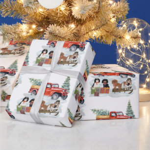 Papier Cadeau Camion d'hiver Cavalier King Charles Spaniels 