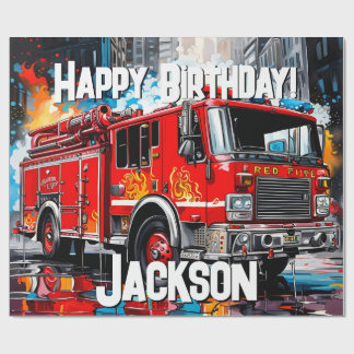 Papier Cadeau Camion incendie en ville