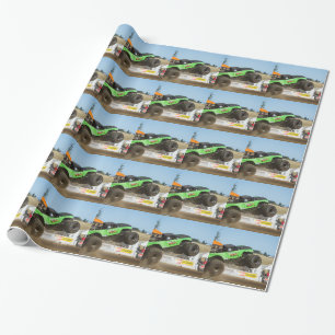 Papier Cadeau Camion Monster Vert En Action