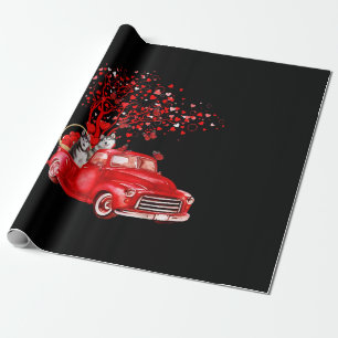 Papier Cadeau Camion rouge husky  Valentine Butterfly Heart