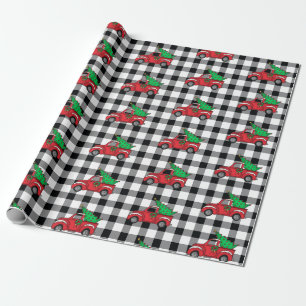 Papier Cadeau Camion rouge   Noir   White Buffalo Check Motif Wr