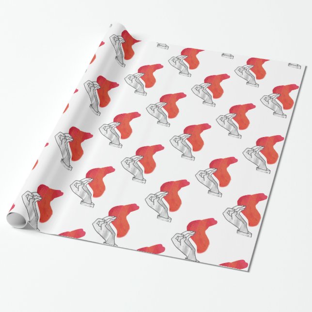 Papier Cadeau Camion Silhouette Main Rouge (Déroulé)