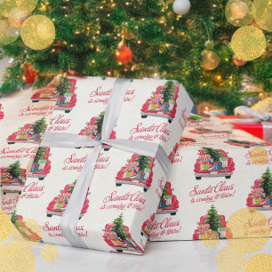 Papier Cadeau Camion Vintage Père Noël avec cadeaux