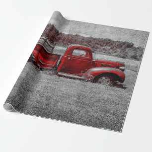 Papier Cadeau Camion vintage Retro Russe Red Grey Farm