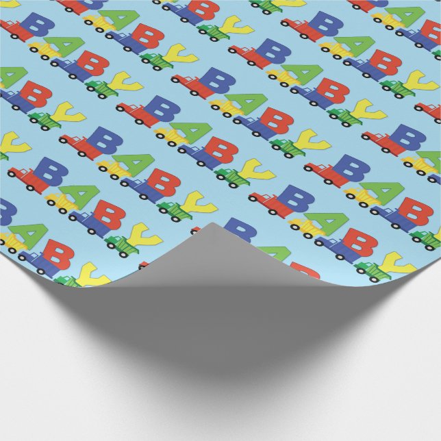Papier Cadeau Camions Baby shower Cute (Coin)