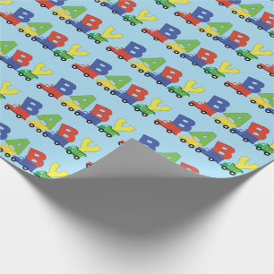 Papier Cadeau Camions Boy Baby shower Construction Cute