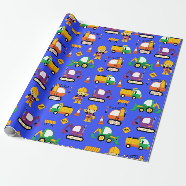 Papier Cadeau Camions de construction (Déroulé)