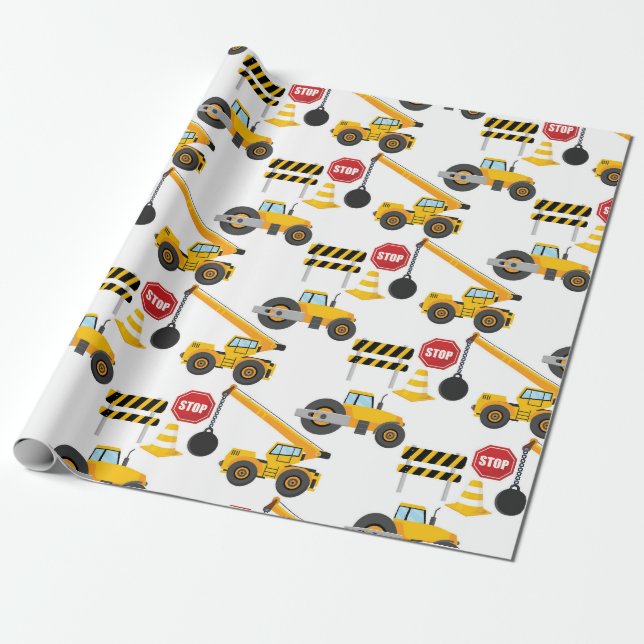 Papier Cadeau Camions de construction (Déroulé)
