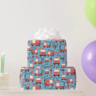 Papier Cadeau Camions rouges Pompiers Enfants Secourir Véhicules
