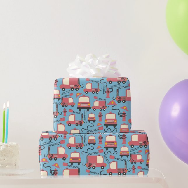 Papier Cadeau Camions rouges Pompiers Enfants Secourir Véhicules (Cadeaux de fête)