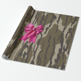 Papier Cadeau Camo Fille Ruban Rose Arc Bas Camo Bottom Lands